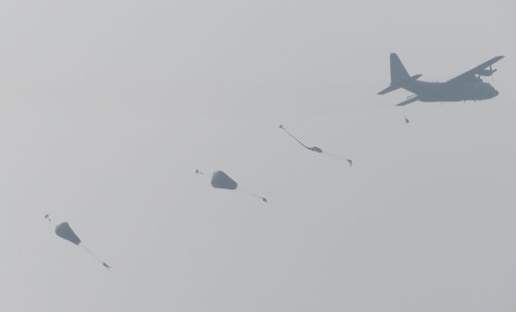 C 130 dropping parachutists bew