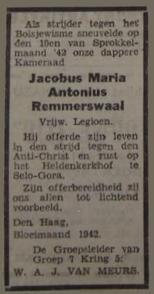 Remmerswaal Jacobus Maria Antonius advertentie 2